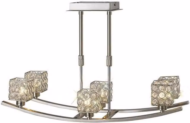 Netlighting Elsa Telescopic 6 Light Semi Flush Pendant in Grey and Silver with Crystal Details – 1
