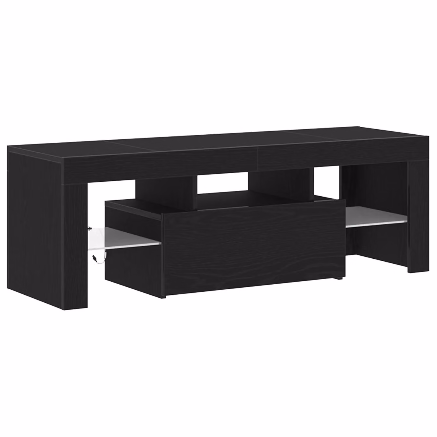 Berkfield Home Black Oak TV Cabinet with Integrated LED Lights, W/D/H: 120 x 35 x 40 cm – 2