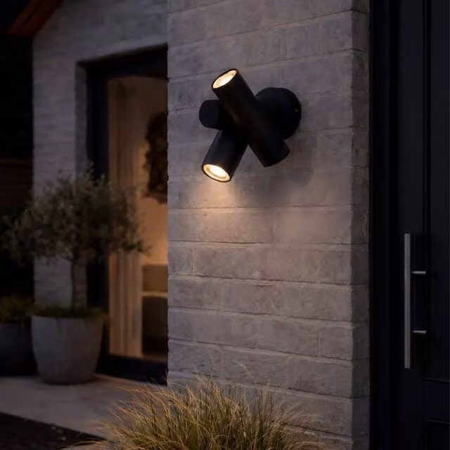 Eglo Fossignano LED Outdoor Wall Light in Black with Warm White Light and IP44 Weatherproof Rating – 1