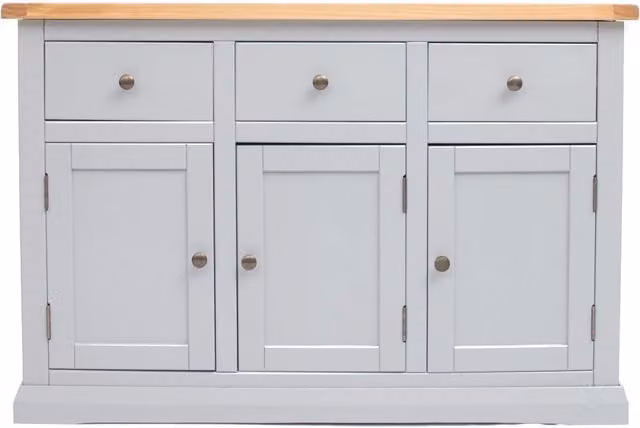Cabinet Bits Loreo Grey 3 Door 3 Drawer Sideboard with Pine and MDF Wood