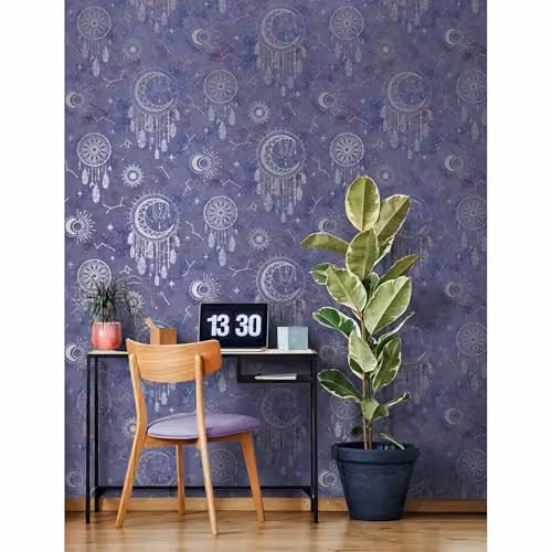 Holden Decor Dreamcatcher Wallpaper in Purple and Silver for Bedrooms, Nurseries and Playrooms – 3