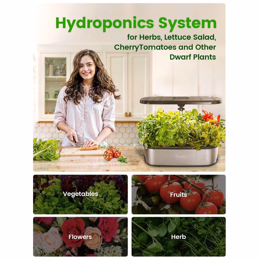 Letpot Smart Hydroponic Growing System with 12 Pods, LED Light and Water Tank, Silver – 6