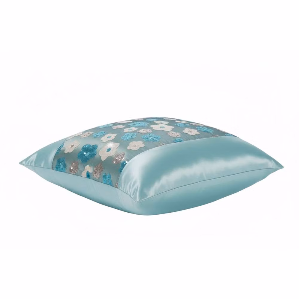 Snug City Floral Sequin Decorative Cushion Cover in Petrol Turquoise, W/D/H: 43 x 43 x 43 cm – 2