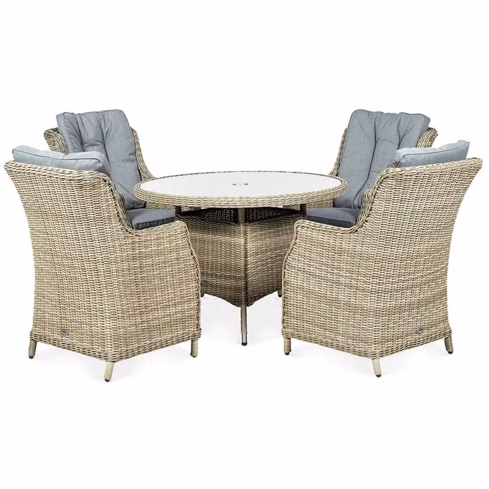 Royalcraft Wentworth 4 Seater Round Highback Comfort Dining Set in Beige – 2