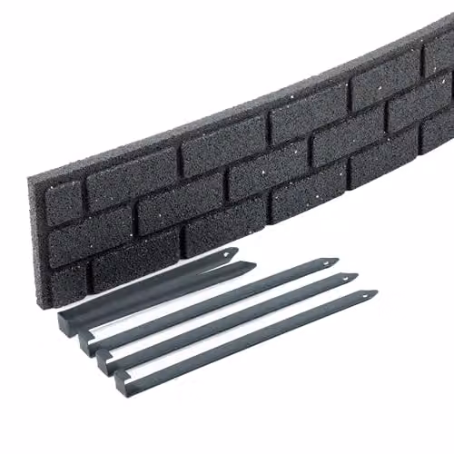 Garden Gear Ultra Curve EZ Border Edging Large Brick Look Flexible Garden Border in Grey, 122cm – 3