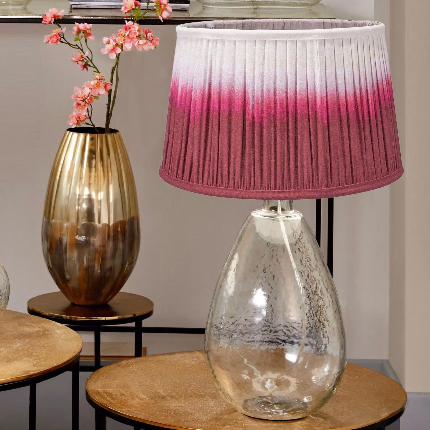 Ruma Pink Ombre Pleated Tapered Fabric Lamp Shade for Table Lamps, Diameter: 20.32 cm – 3