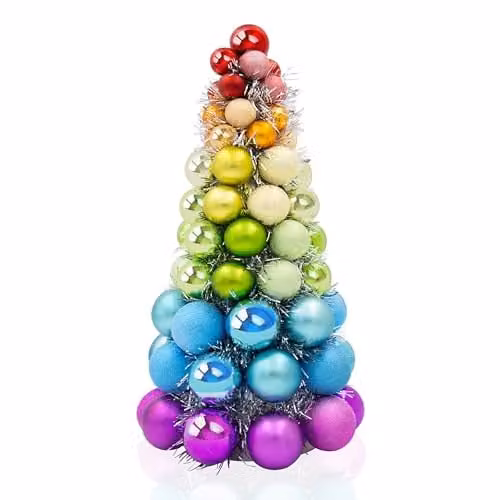 The Christmas Workshop Rainbow Bauble Table Tree, Multicolour Shatterproof Plastic Decoration, H 41 cm x W 20 cm