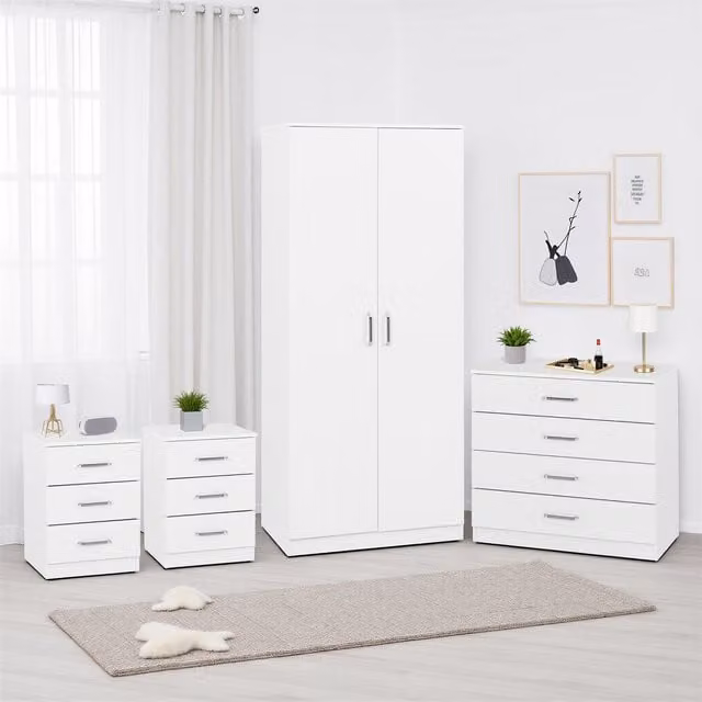 Seconique Dakota 2 Door White Matt Modern Bedroom Wardrobe
