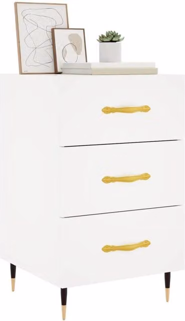 Berkfield Home Modern Bedside Cabinet in White, W/D/H: 40 x 40 x 66 cm – 1