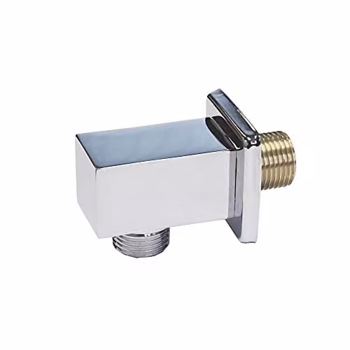 Nes Home Wall Outlet Square Elbow Hose Connector in Metallic Silver