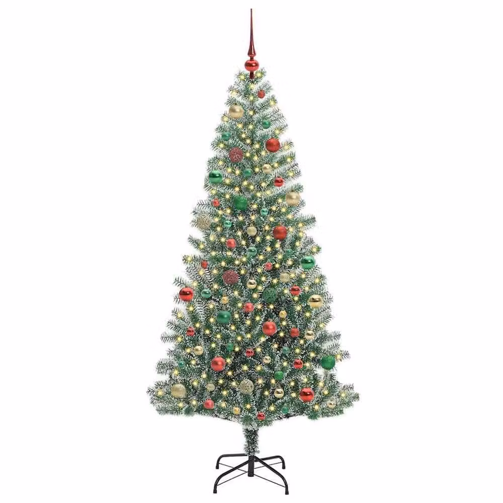 Berkfield Home Snow Flocked Artificial Christmas Tree with LED Lights, Green, Height: 180 cm – 2