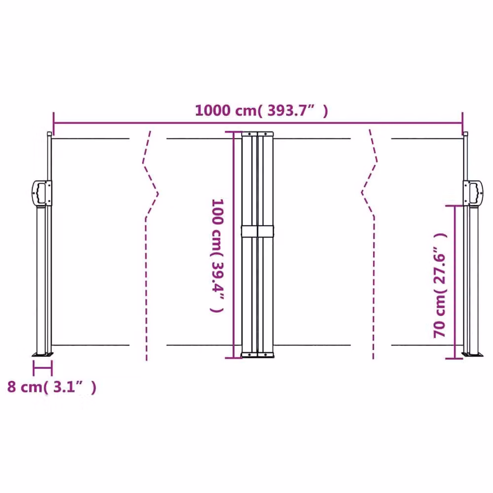 Berkfield Home Blue Retractable Single Side Awning W/H: 100 x 1000 cm – 6