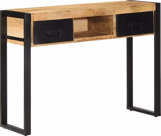 Berkfield Home Rustic Mango Wood Console Table, Brown, W/D/H: 100 x 35 x 75 cm – 1