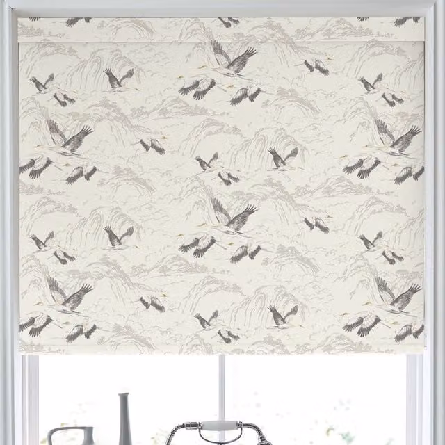 Laura Ashley Animalia Made to Measure Blackout Roller Blind in Silver and Grey