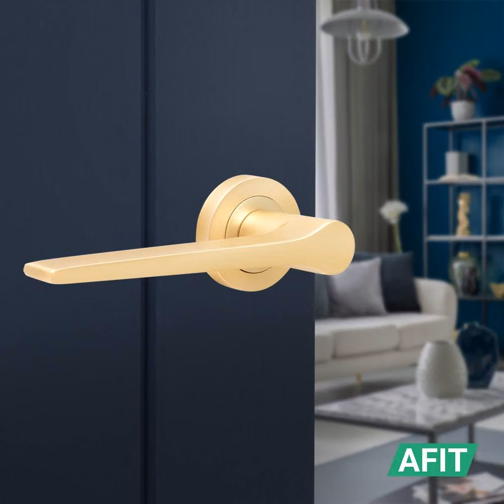 AFIT Brass Door Handle Latch and Hinge Set in Gold, 5 Pack – 4