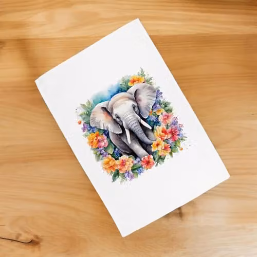 Purely Home Floral Elephant Tea Towel in Multicolour and White, W: 67 cm, H: 45 cm – 2