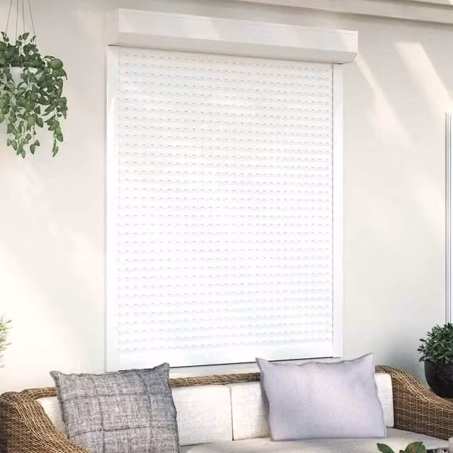 Berkfield Home Manual Aluminium Roller Shutter, White, W: 120 cm, H: 150 cm