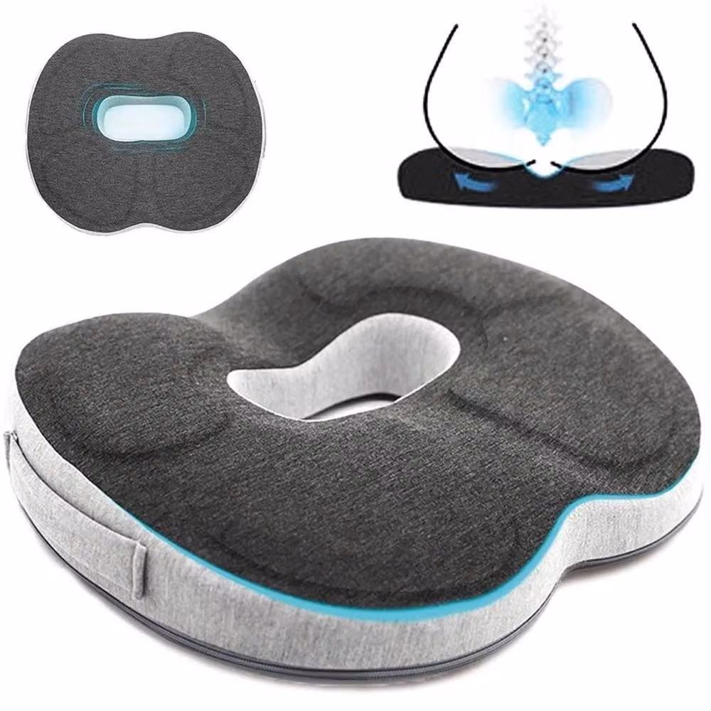 FLAVORA Grey Memory Foam Orthopedic Contoured Donut Cushion W/D/H: 100 x 190 cm – 3