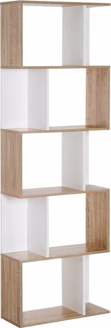 HOMCOM 5-tier S-shape Bookcase and Display Shelving Unit in White