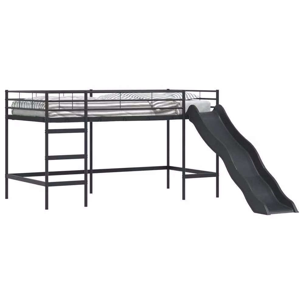 Berkfield Home Kids' Loft Bed Frame with Slide in Black and Anthracite – 2
