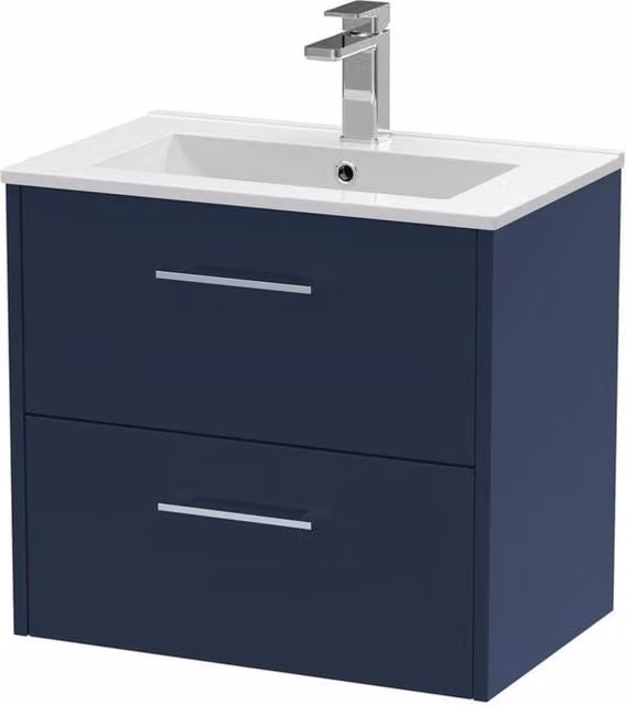 Balterley Winshill 2 Drawer Wall Hung Vanity Basin Unit, Dark Blue, W: 60 cm