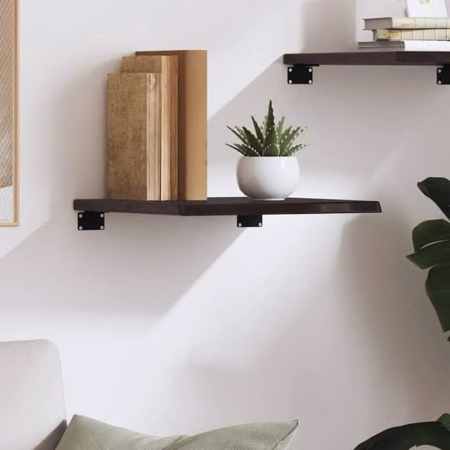 Berkfield Home Wall Mounted Rustic Oak Wood Shelf in Brown and Grey, W/D/H: 40 x 40 x 2 cm
