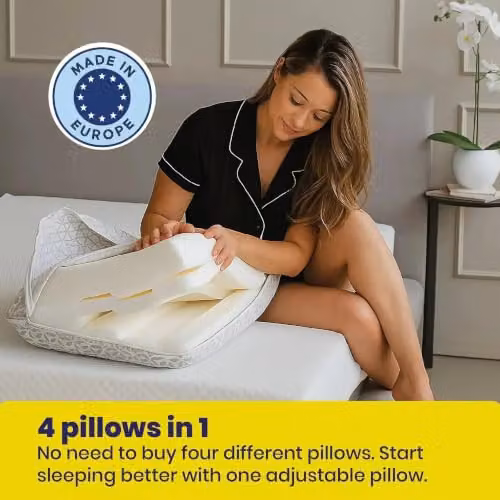Brightr Eclipse 2 Pack Firm Memory Foam Orthopaedic Pillows in Grey for Neck and Shoulder Pain Relief – 4
