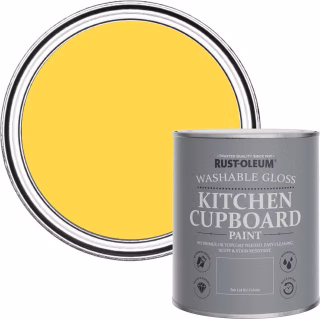 Rust-Oleum Kitchen Cupboard Paint in Gloss Finish, Yellow, 0.75 l