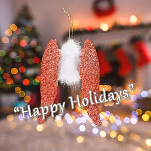 VFM e-Store Red Hanging Angel Christmas Tree Decoration with Glitter and Fur, Height: 22.5 cm – 5