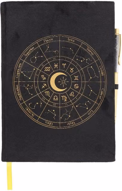 Something Different Astrology Wheel Obsidian Notebook and Pen Set in Black