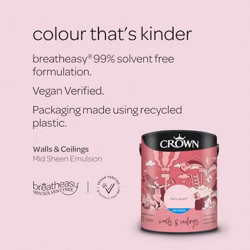 Crown Fairy Dust Pink Walls and Ceilings Mid Sheen Emulsion 5 l – 2
