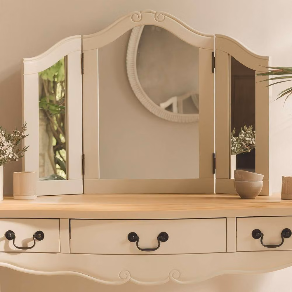 Statement Furniture Juliette 3-Way Dressing Table Mirror in White and Gold, W84cm x H60cm x D2cm – 2
