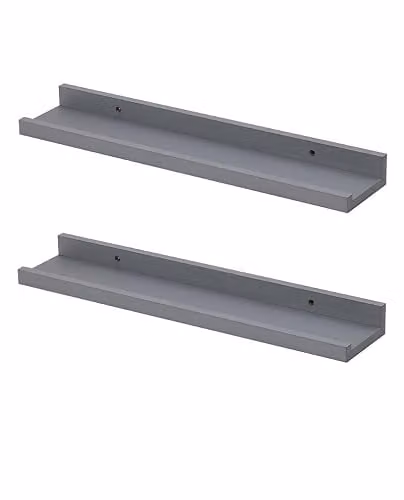 SPOT ON DEALZ Set of 2 Grey Wooden Floating Shelves, W: 80 cm