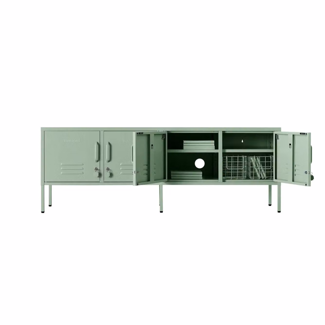 Mustard Made The Standard Freestanding Metal Storage Cabinet in Sage Green, H 162 x W 57 x D 40 cm – 3