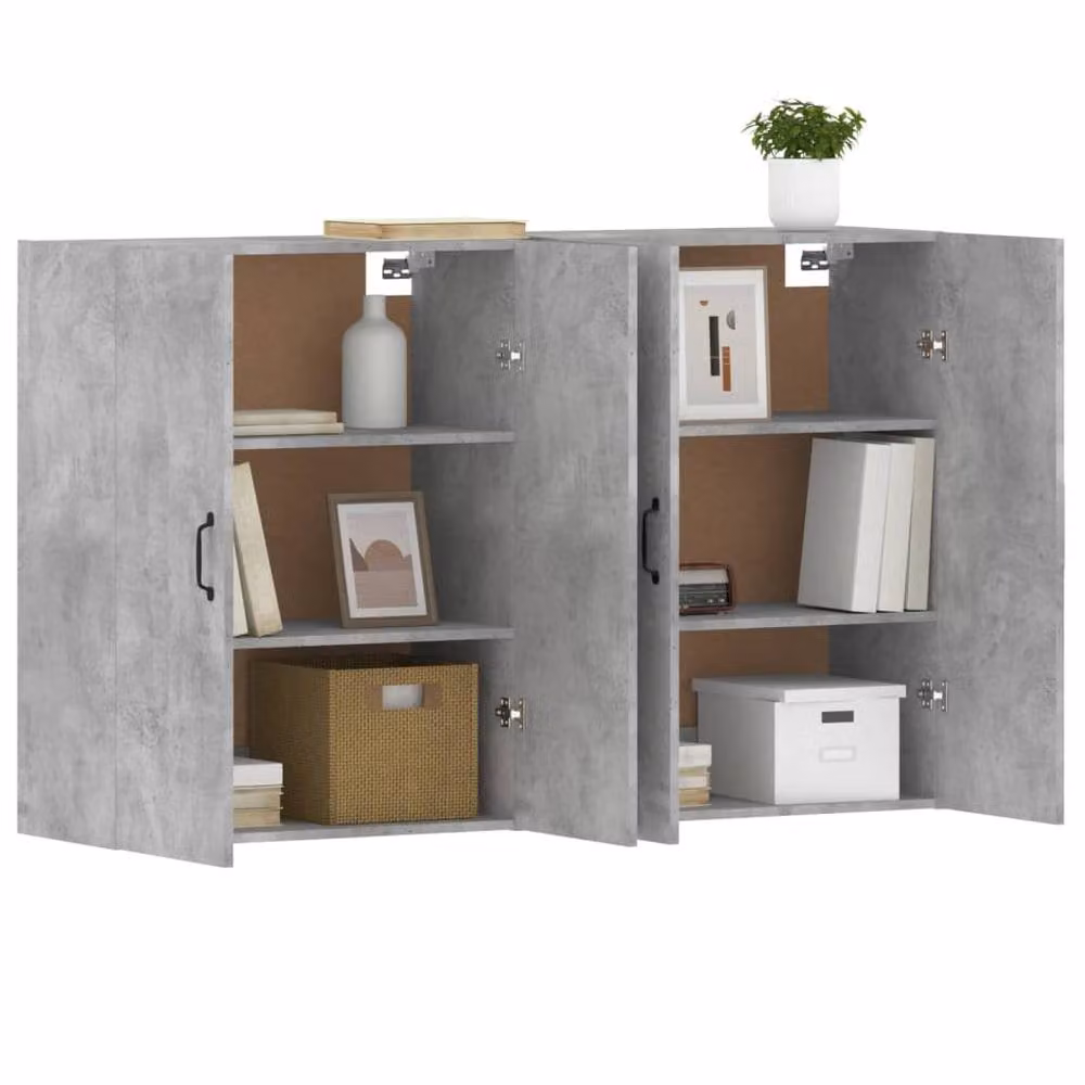 Berkfield Home Set of 2 Wall Mounted Cabinets in Concrete Grey MDF – 2
