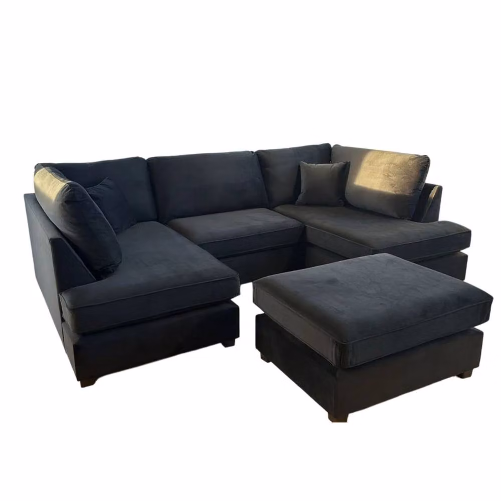 Snug Furniture Birmingham Ltd Vienna U-Shape Corner Sofa in Black Plush Velvet – 2