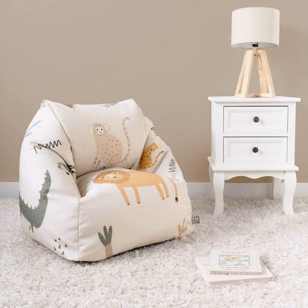 rucomfy Indoor Safari Snuggle Chair Kids Bean Bag Armchair in Multicolour and Beige – 2