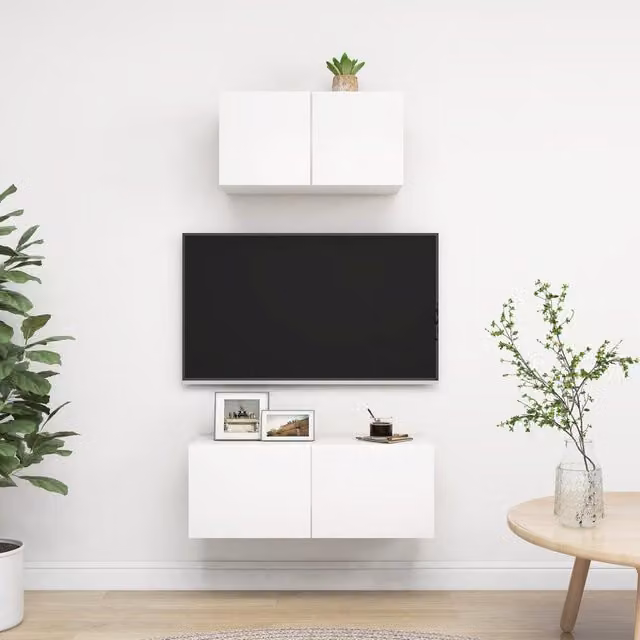 Berkfield Home 2 Piece White Engineered Wood TV Cabinet Set for your Living Room