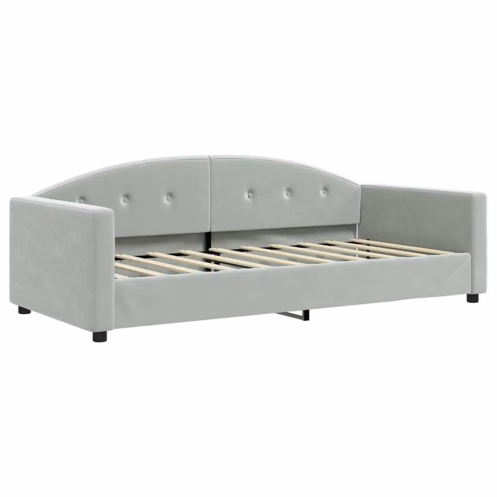Berkfield Home Modern Velvet Daybed with Foam Mattress, Grey, W/D/H: 90 x 190 cm – 2
