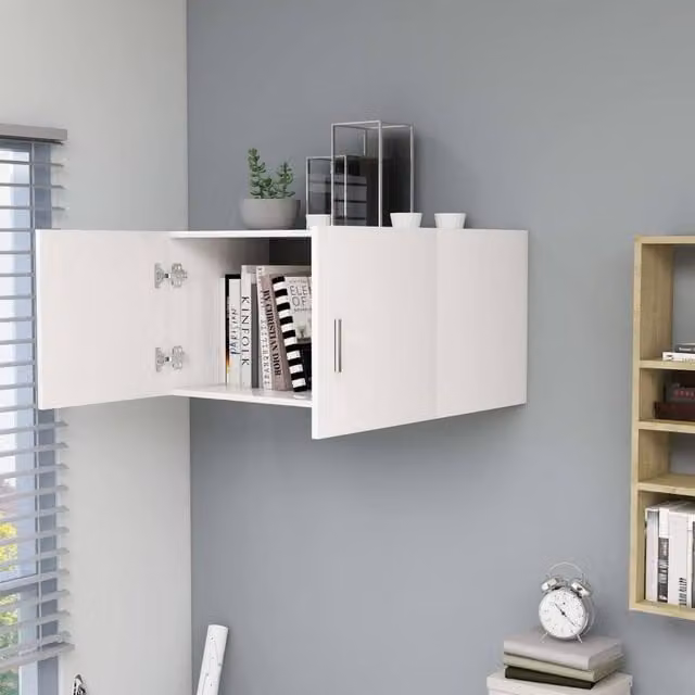Berkfield Home Wall Mounted Cabinet in White, W/D/H: 80 x 39 x 40 cm