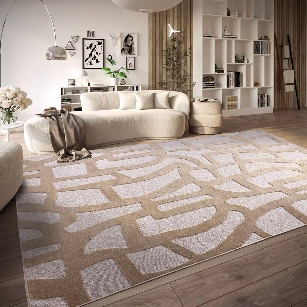 Villeroy & Boch 1879 Therese Short Pile Geometric Rug in Beige, W: 160 cm, L: 230 cm – 2
