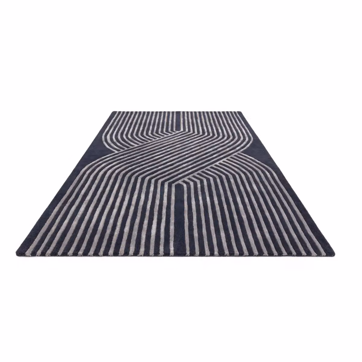 The Rug Shop UK Blue Handmade Modern Striped Area Rug W: 160 cm, L: 230 cm – 3