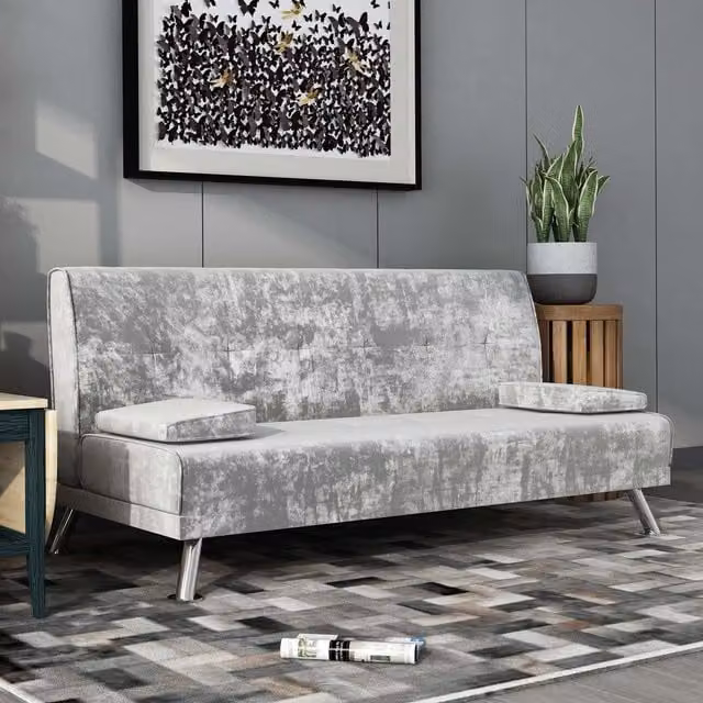 WestWood Modern Grey Velvet Fabric Click Clack Sofa Bed Recliner