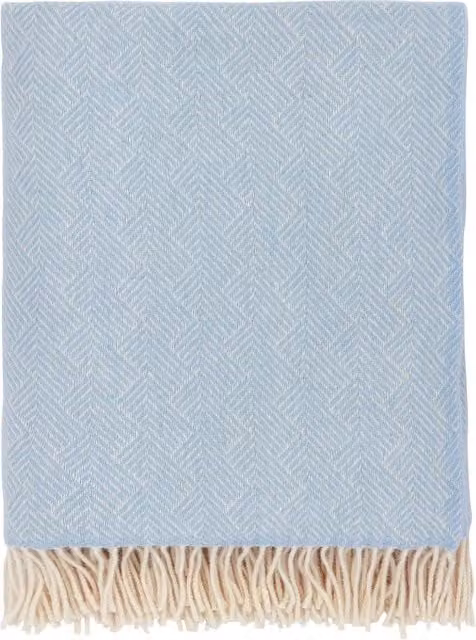 Bedeck of Belfast Rosanna Woven Wool Throw in Soft Blue with Geometric Pattern