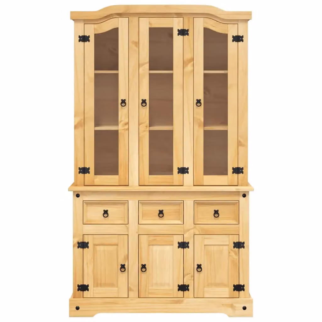Berkfield Home Corona Highboard in Brown Solid Mexican Pine, W/D/H: 112 x 43 x 196 cm – 2