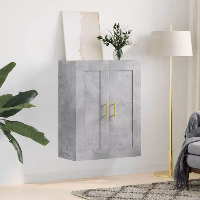 Berkfield Home Wall Mounted Cabinet in Concrete Grey, W/D/H: 69.5 x 34 x 90 cm – 1