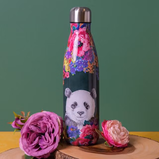 Mikasa Wild at Heart Panda Vacuum Insulated Stainless Steel Water Bottle, 500ml, Multicolour
