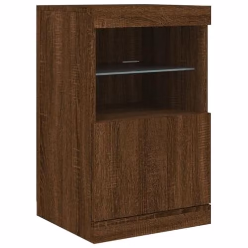 vidaXL Modern Sideboard with Integrated LED Lights, Brown, W/D/H: 41 x 37 x 67 cm