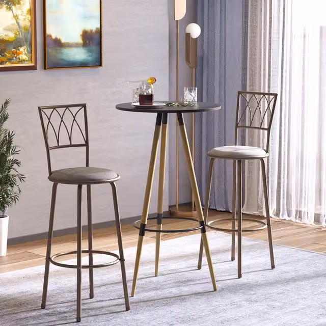 HOMCOM Set of 2 Vintage Bronze Metal Swivel Bar Chairs