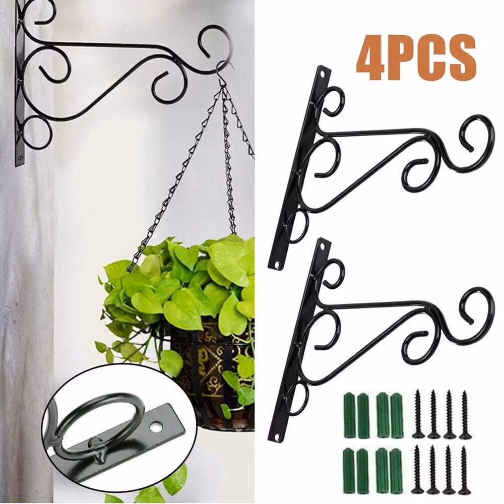 EONLION Set of 4 Heavy Duty Metal Hanging Planters in Black, Diameter: 100 cm – 2